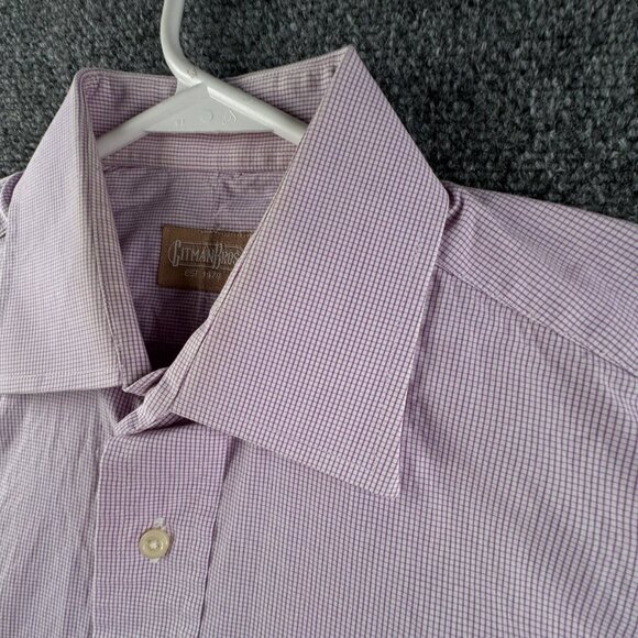 Gitman Bros Button Up Shirt Long Sleeve Men Pink Check 15 34 USA Made Cotton - Picture 8 of 16